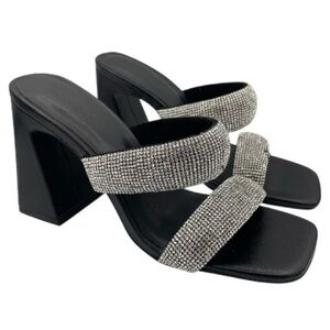 Open Edit Sasha rhinestone black heeled sandals women’s Size 8.5M